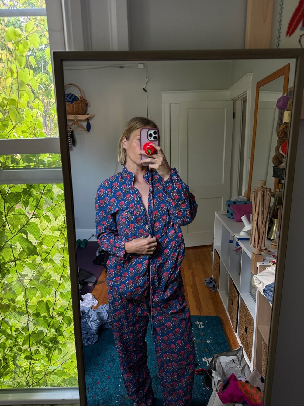 Mexicali blues Blue Floral Button-Up Pajama Set